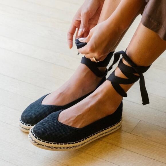 Rothy's The Espadrille Flats Black Size Women’s 12 LIKE NEW - Picture 4 of 16